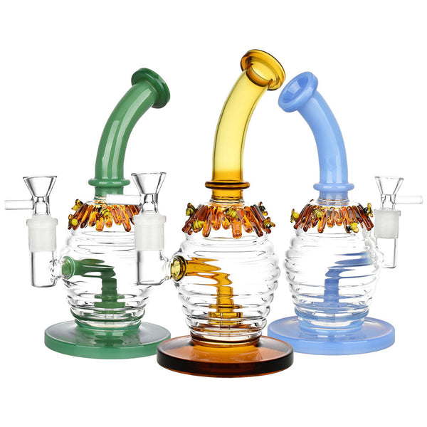 Beez Kneez Honeypot Glass Water Pipe - 8.25" / 14mm F / Colors Vary CannaDrop-AFG