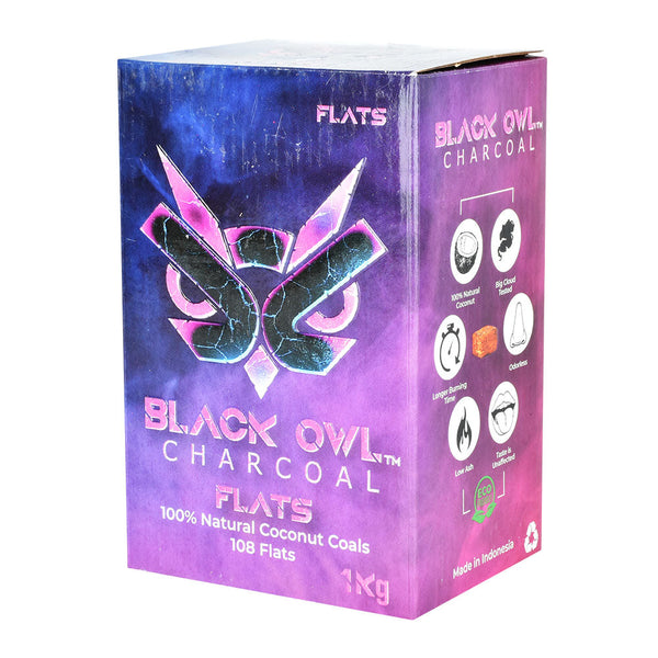 Black Owl Natural Coconut Charcoal Briquette / 108 Flat Cubes CannaDrop-AFG