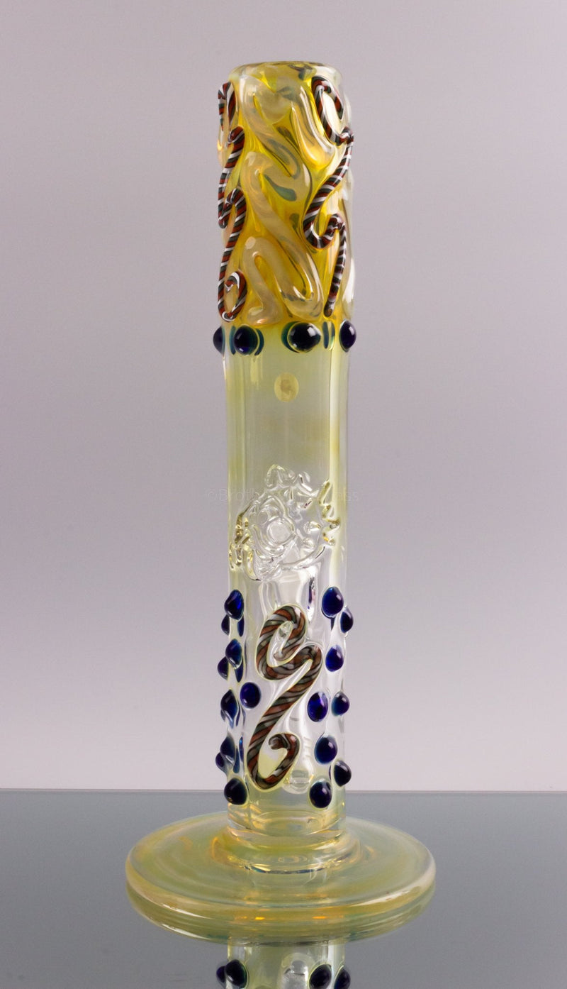 Blowfish Glassworks 24K Gold and Silver Fumed Color Straight Bong.
