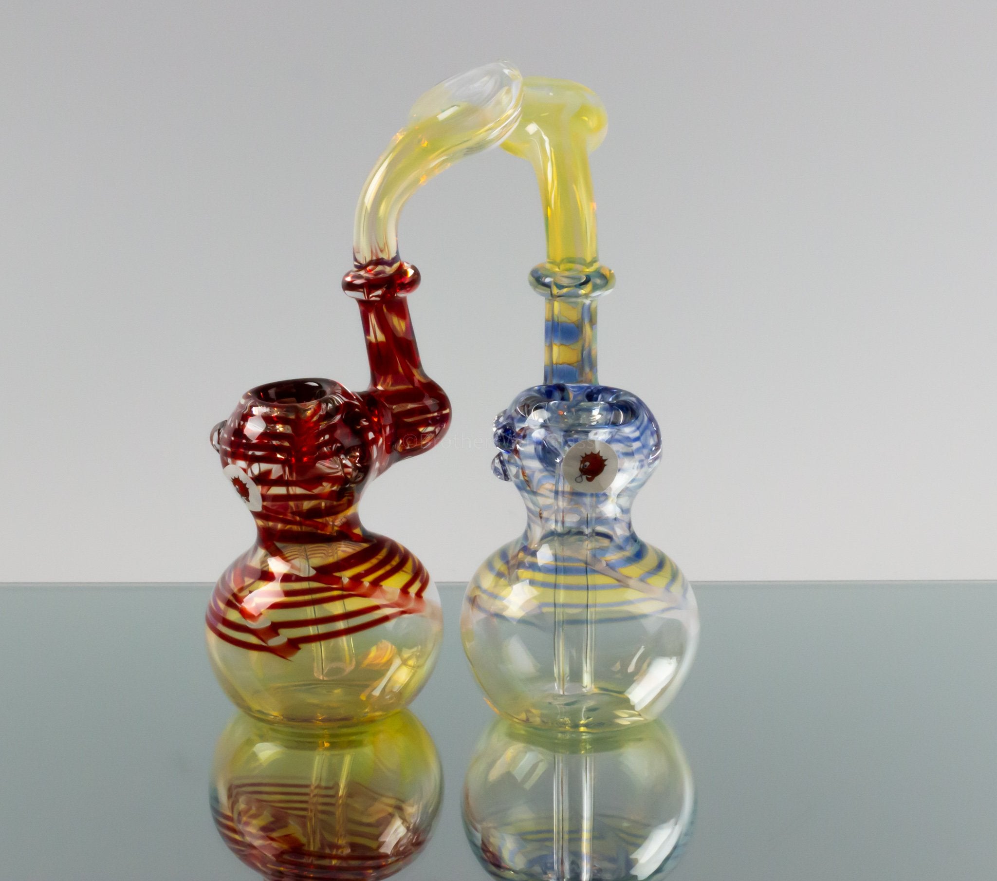 Color Raked Fumed Sherlock Bubbler Pipe (Various Colors)
