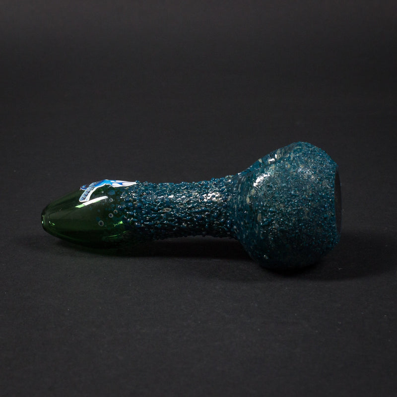 Chameleon Glass Geode Dichro Hand Pipe - Green.