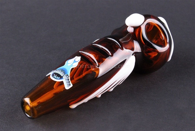 Chameleon Glass Hooty Owl Hand Pipe - Amber.
