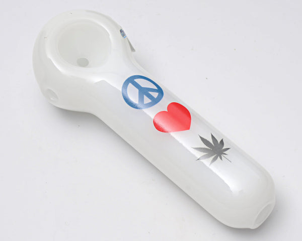Chameleon Glass Peace Love and Cannabis Spoon Hand Pipe Chameleon Glass