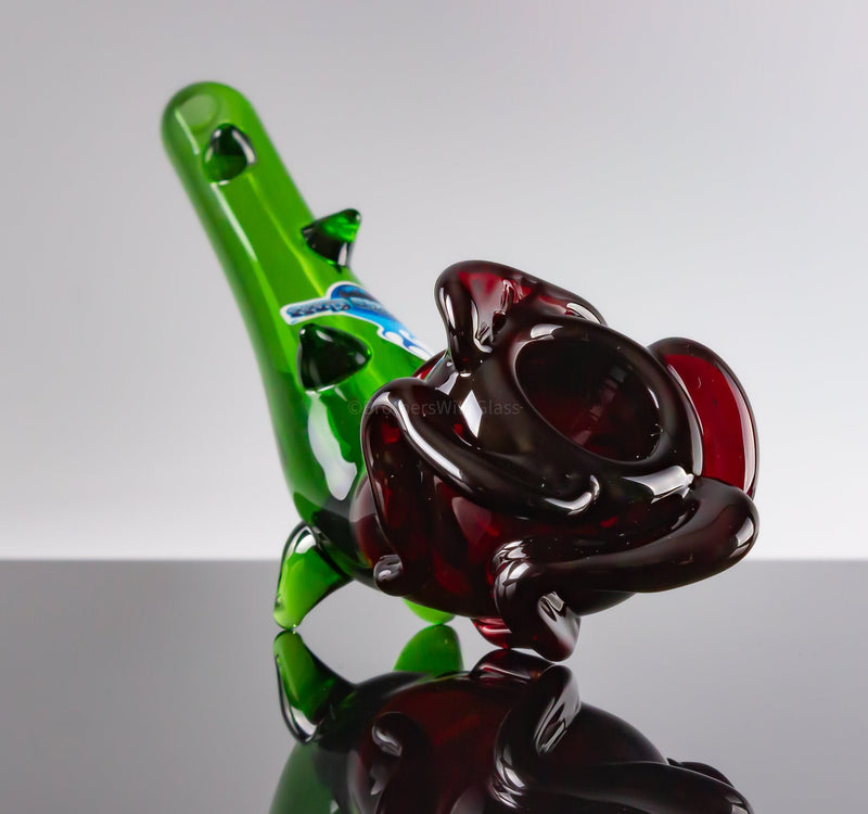 Chameleon Glass Red Rose Briar Hand Pipe.