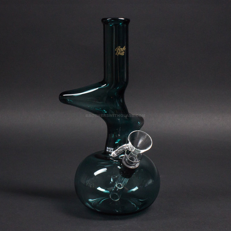 Glowfly Glass Colored Double Warped Neck Bubble Bottom Bong.