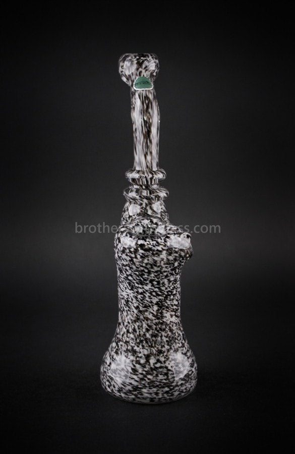 Greenlite Glass Black and White Frit Sherlock Water Pipe.