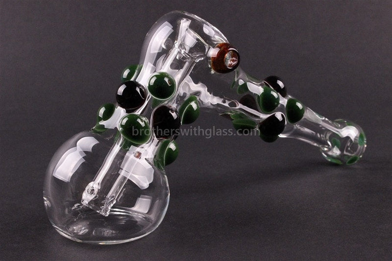 Greenlite Glass Colored Marble Hammer Bubbler Water Pipe - Green and Black.