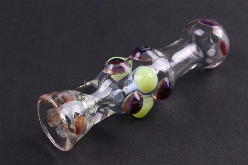 Greenlite Glass Random Colored Marble Chillum Hand Pipe.