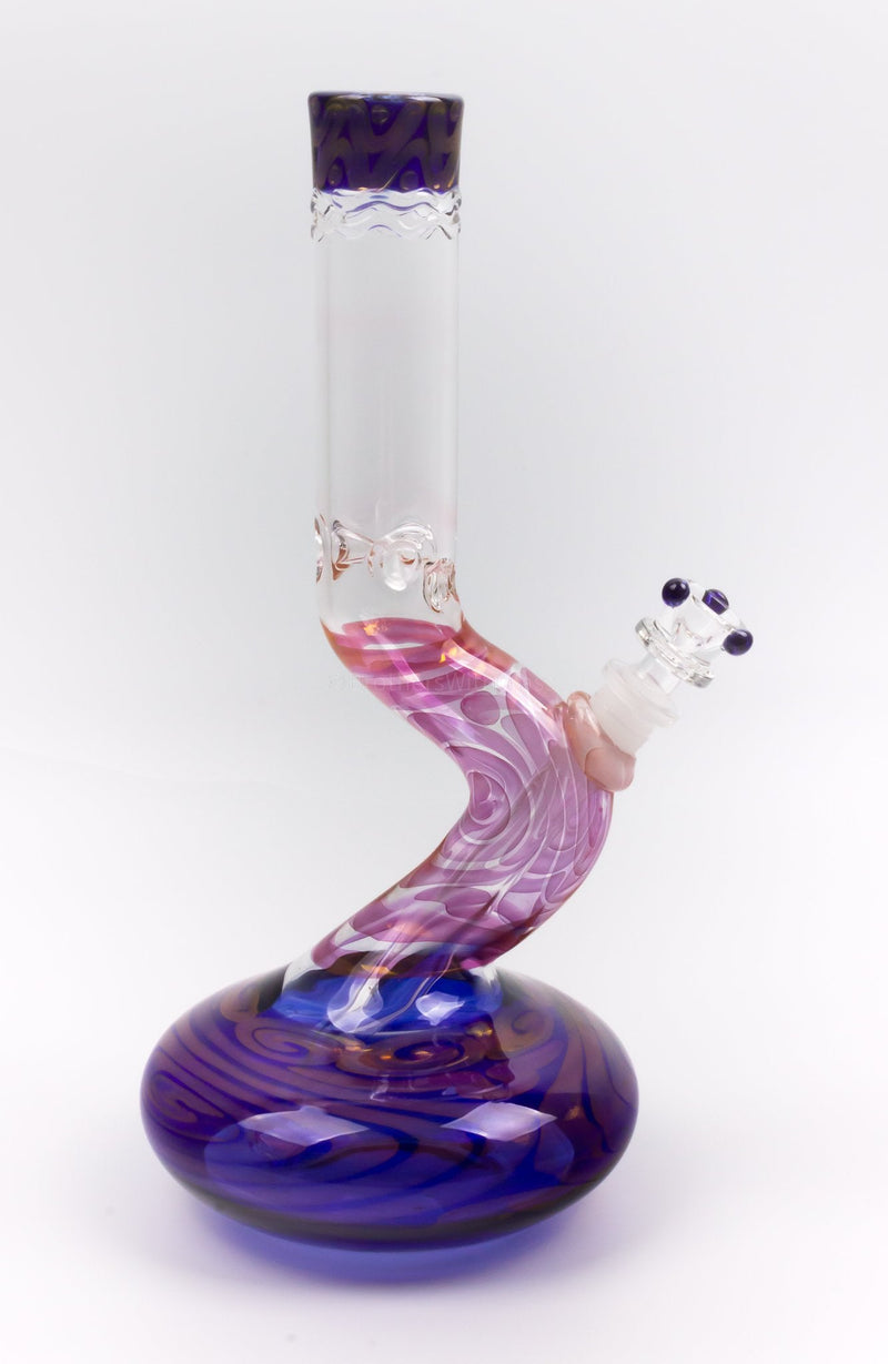 HVY Glass Coiled Color Gold and Silver Fumed Bent Neck Bubble Bong.