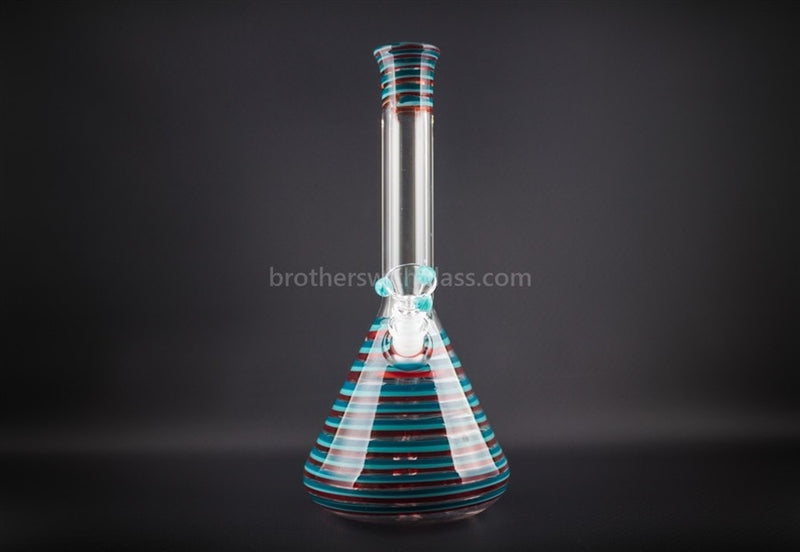 HVY Glass Color Striped Beaker Water Pipe - Blue Red.