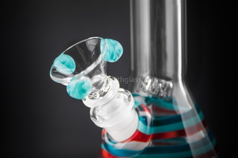 HVY Glass Color Striped Beaker Water Pipe - Blue Red.