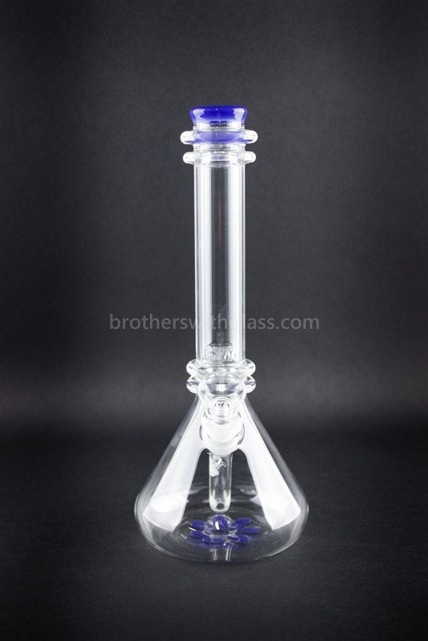HVY Glass Double Maria Flower Bottom Beaker Bong - Cobalt.