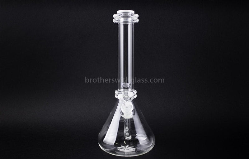 HVY Glass Double Maria Flower Bottom Beaker Bong - White.