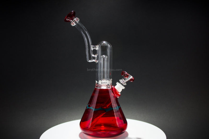 HVY Glass Showerhead Beaker Color Wrap Water Pipe - Ruby.