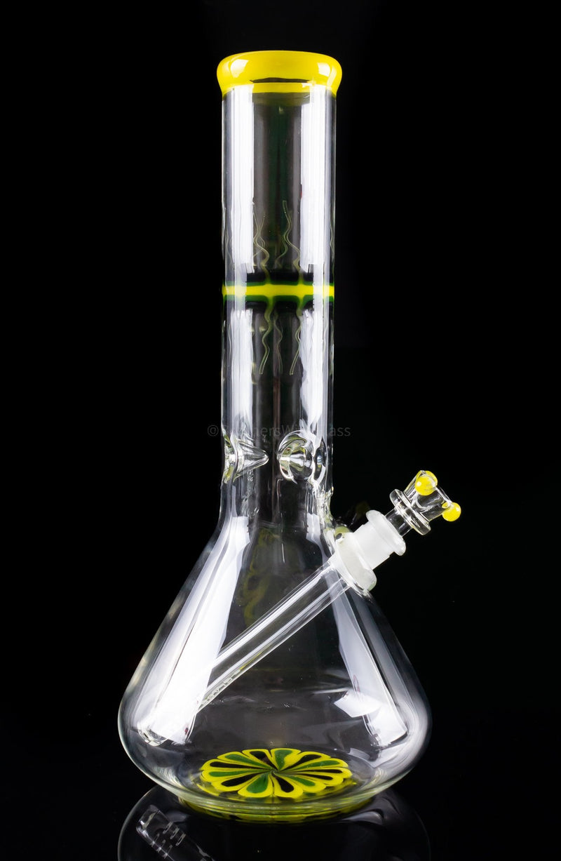 HVY Glass Worked Flower And Flame Beaker Bong - Various Colors.