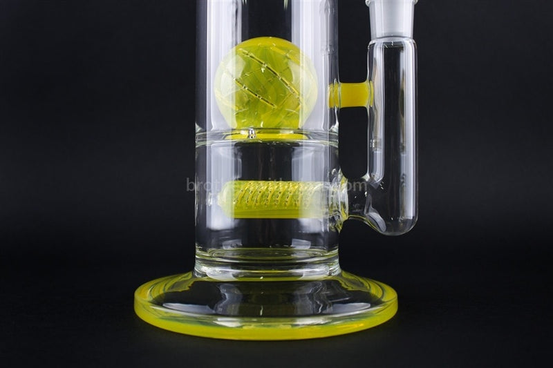 JM Flow Fat Can Inline to Crystal Ball Perc Water Pipe - Lemon Drop.
