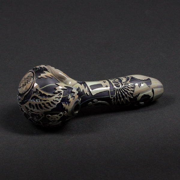 Liberty 503 Single Layer Deep Carve Grateful Dead Sandblasted Hand Pipe - Style One.