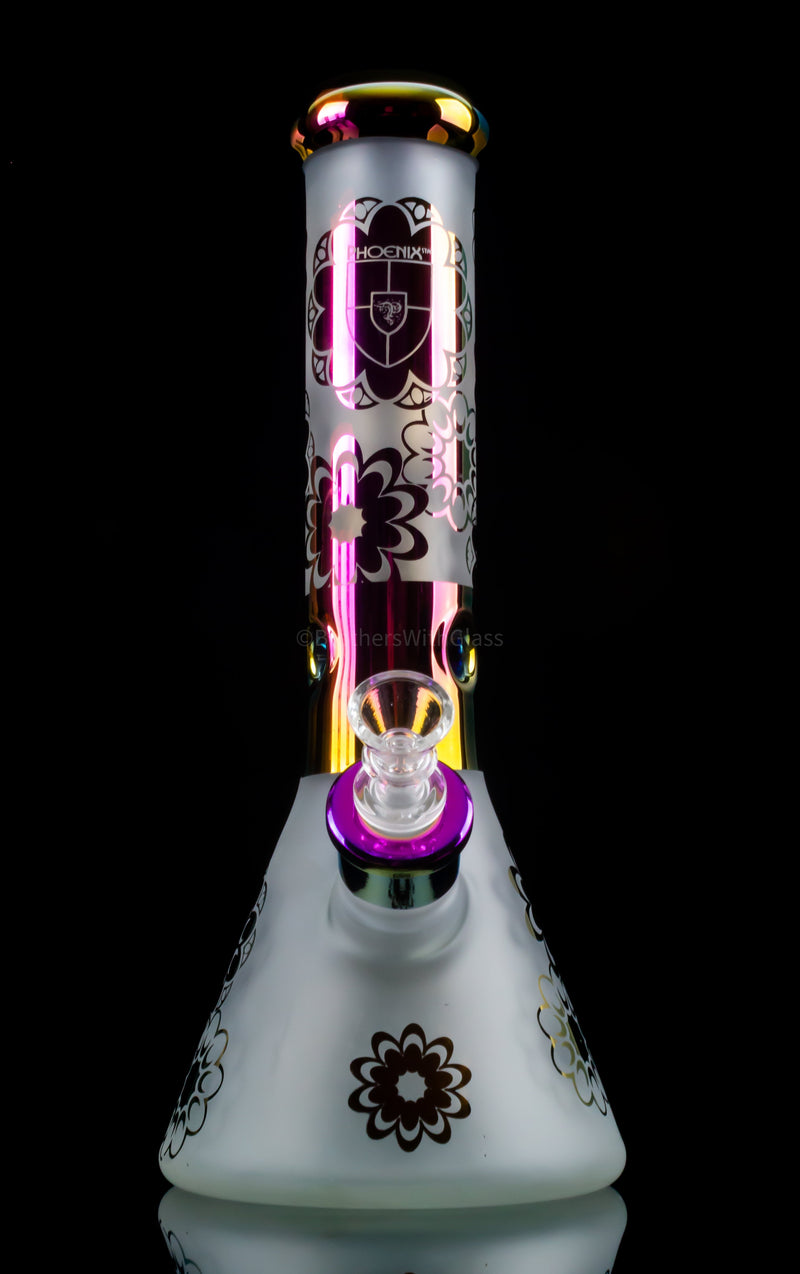 Phoenix Glass Holographic Electroplated Beaker Bong - Various Colors.