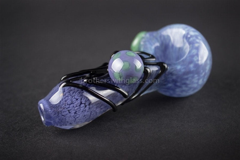 Tweezers Glass Critters On A Log Frit Hand Pipe - Lavender Spider.