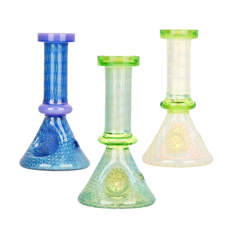 3PC SET - Bubble Matrix Mini Beaker Hand Pipe - 4" / Assorted Colors CannaDrop-AFG