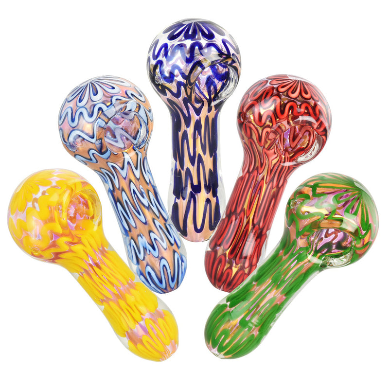 5PC SET - Pulsar Groovy Galore Spoon Pipe -4"/Assorted CannaDrop-AFG
