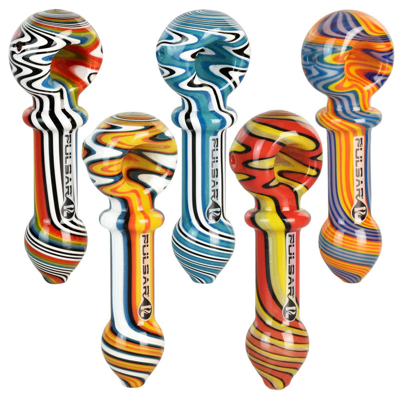 5PC SET - Pulsar Wig Wag Candy Spoon Pipe - 4.5"/ Asst Colors CannaDrop-AFG