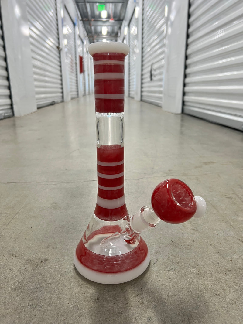 Goo Roo Designs Red & White Beaker Bong