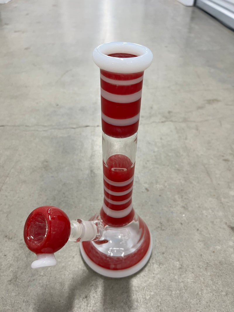 Goo Roo Designs Red & White Beaker Bong