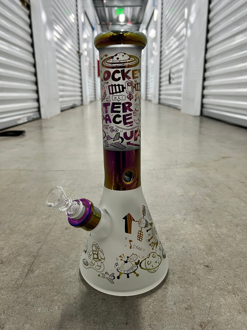 Phoenix Glass Holographic Electroplated Beaker Bong - Purple UFO