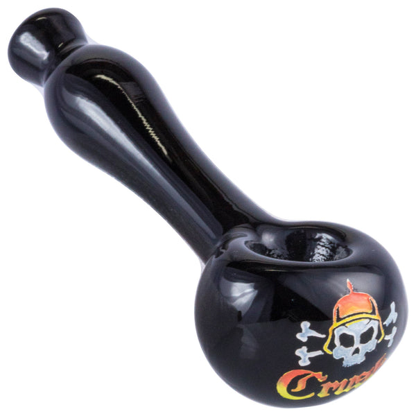 Crush Laser-Etched Hand Pipe with Skull Logo in Vibrant Colors - 4" Borosilicate Crush