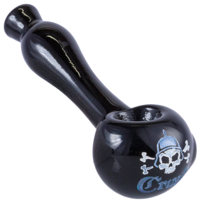 Crush Laser-Etched Hand Pipe with Skull Logo in Vibrant Colors - 4" Borosilicate Crush