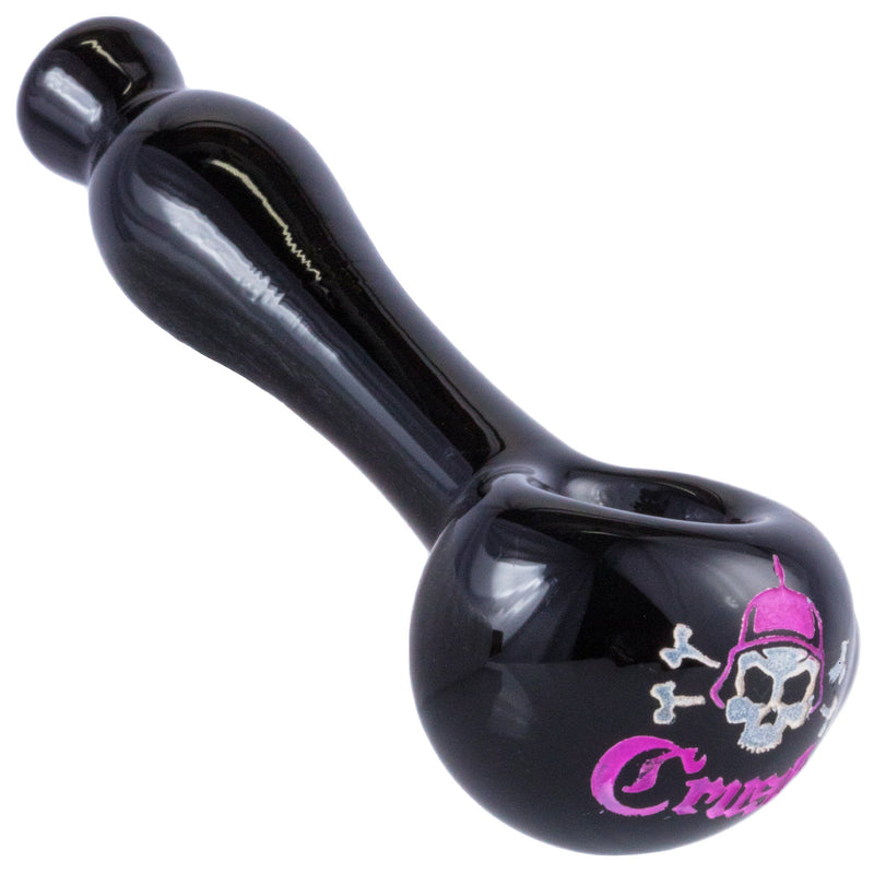 Crush Laser-Etched Hand Pipe with Skull Logo in Vibrant Colors - 4" Borosilicate Crush