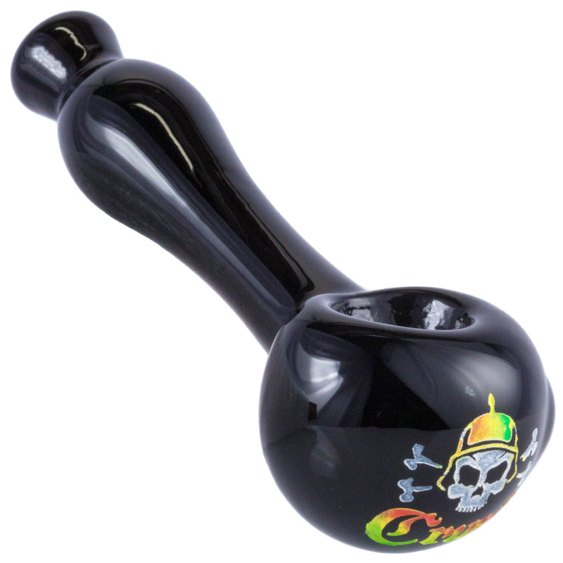 Crush Laser-Etched Hand Pipe with Skull Logo in Vibrant Colors - 4" Borosilicate Crush