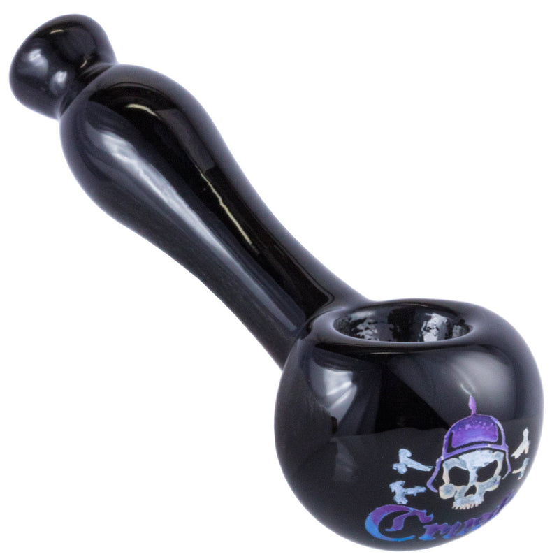 Crush Laser-Etched Hand Pipe with Skull Logo in Vibrant Colors - 4" Borosilicate Crush