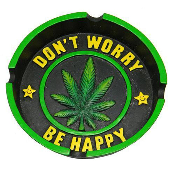Don't Worry Be Happy Leaf Round Ashtrays CannaDrop-AFG