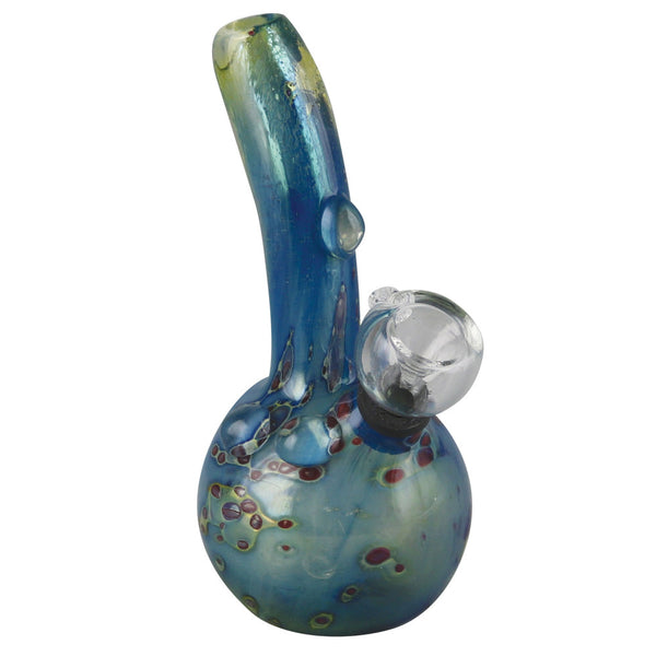 Double Glass Water Pipe- 5.25" / Grommet / Blue w/ Red Spots CannaDrop-AFG