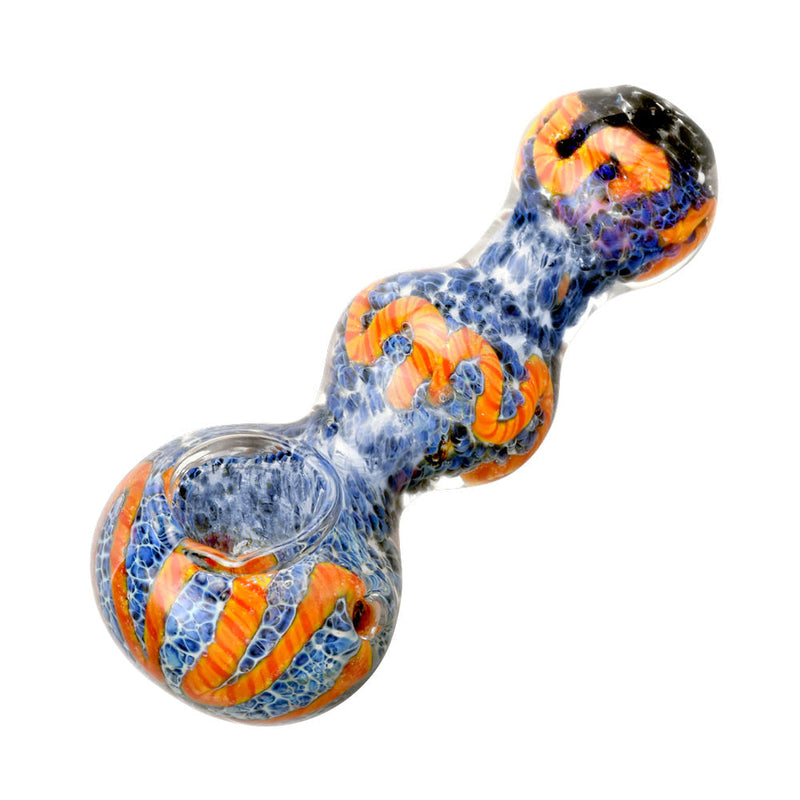 Fritted Squiggle Spoon Glass Pipe CannaDrop-AFG