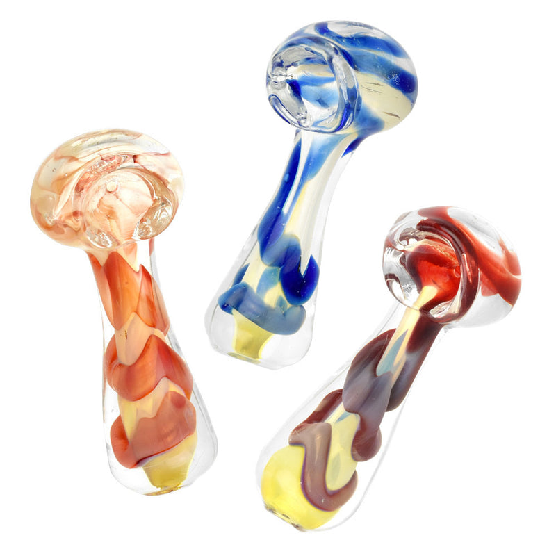 Fumed Jumbo Swirl Spoon Pipe - 3" / Colors Vary CannaDrop-AFG