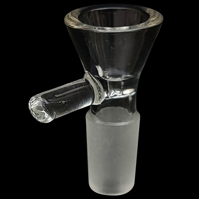 Funnel glass on glass 14mm bowl with handle Rupert's Drop