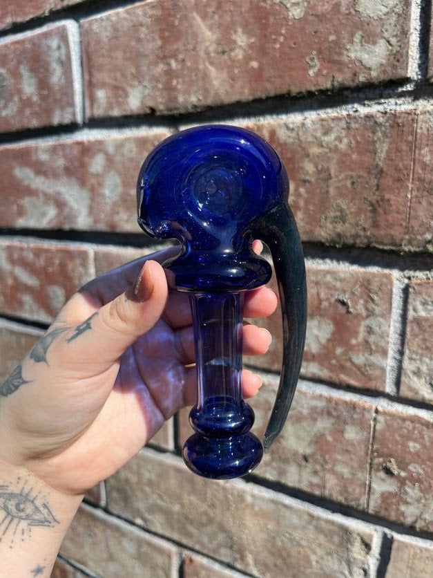 Goo Roo Designs Blue Horned Hand Pipe Goo Roo Designs