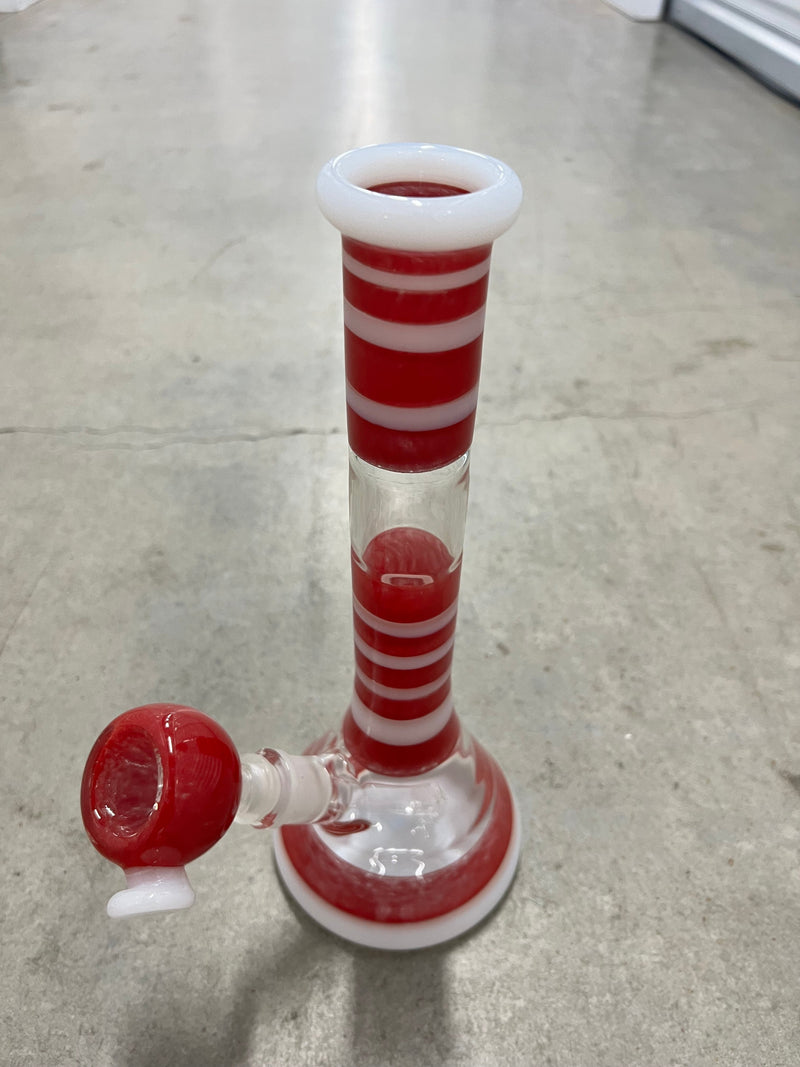 Goo Roo Designs Red & White Beaker Bong Brothers with Glass