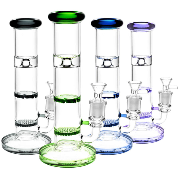 Honeycomb & Turbine Perc Water Pipe - 9"/14mm F/Colors Vary CannaDrop-AFG