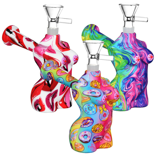 Hot Bod Silicone Bubbler | 3.75" | 14mm F | Assorted Designs | 5pc Set CannaDrop-AFG