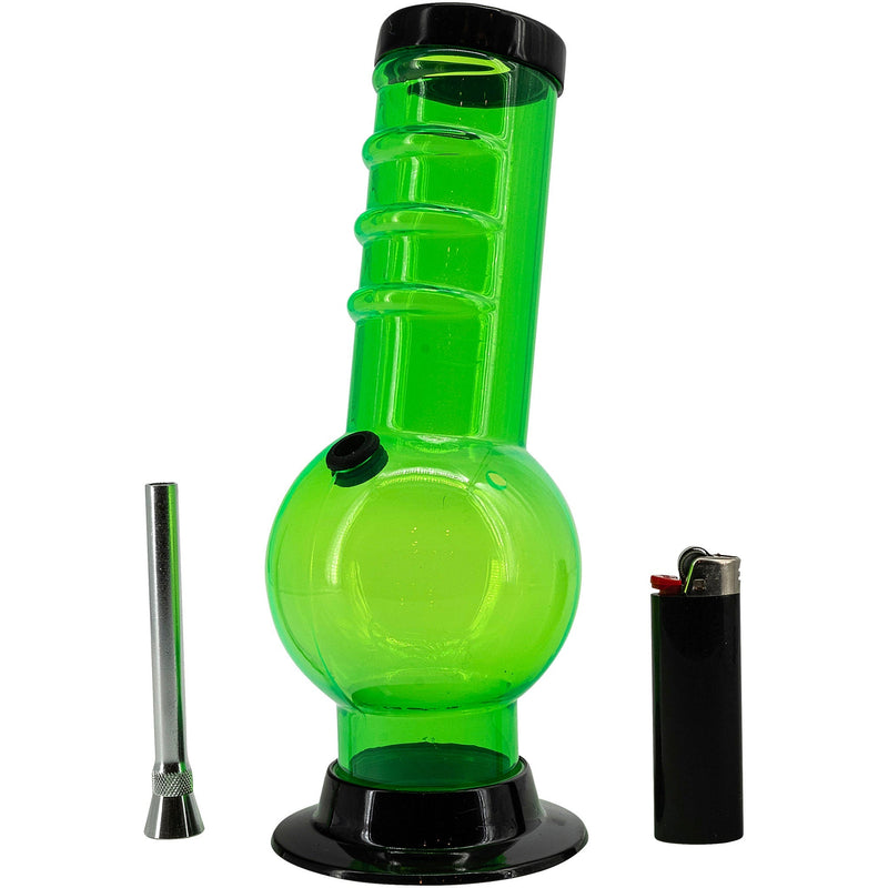 JM Enterprises 9-12" Acrylic Bent Neck Bubble Base Bong - Multiple Colors JM Enterprises