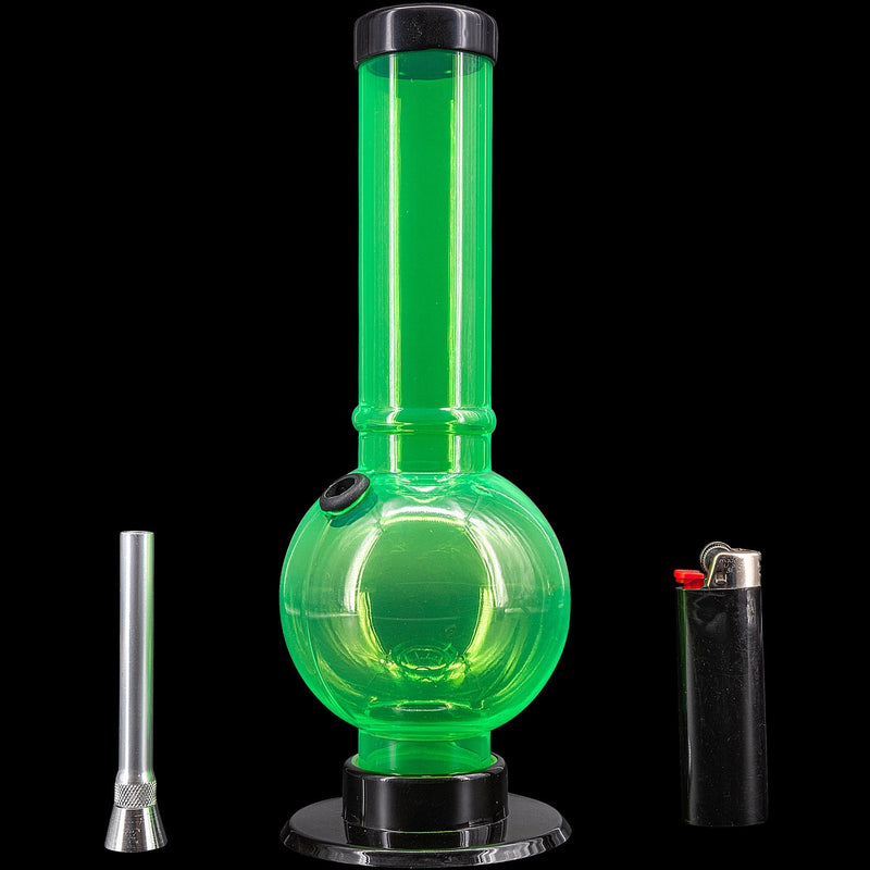 JM Enterprises 9-12" Acrylic Straight Tube Bubble Bottom Bong - Multiple Colors JM Enterprises