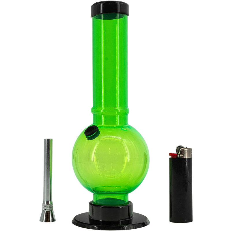 JM Enterprises 9-12" Acrylic Straight Tube Bubble Bottom Bong - Multiple Colors JM Enterprises