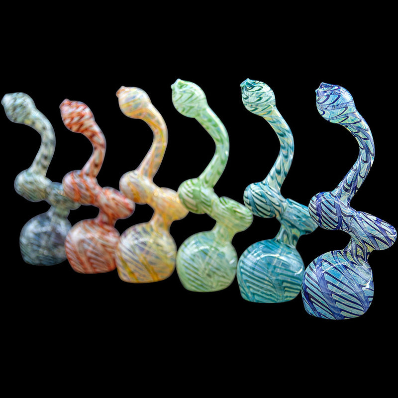 LA Pipes  Bubble Lock Color Raked Sherlock Bubbler Pipe LA Pipes