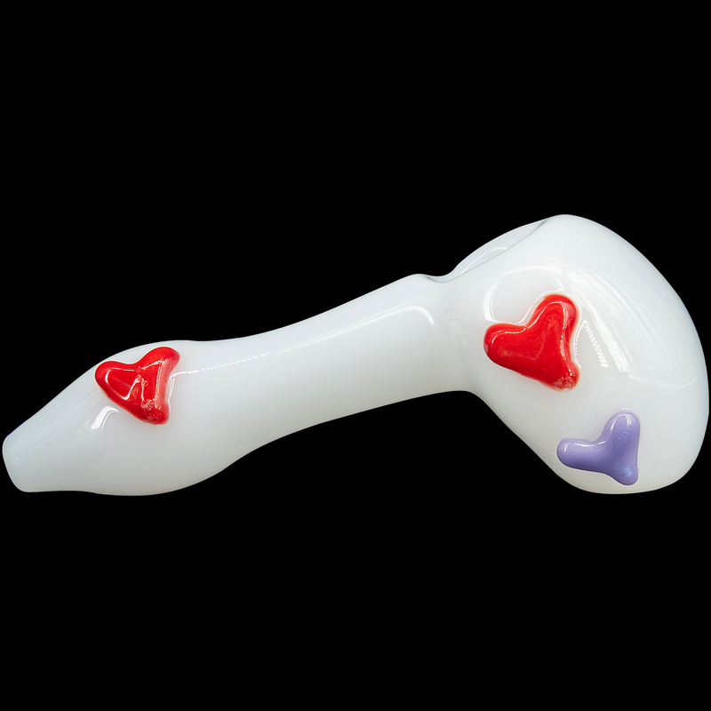 LA Pipes  Drooping Hearts Solid White Drooper Spoon LA Pipes