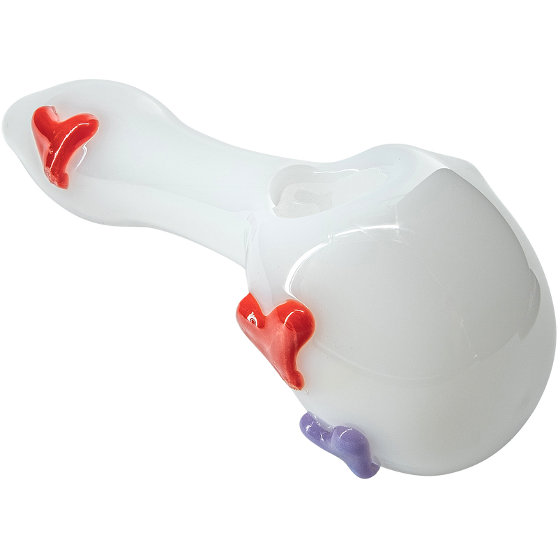 LA Pipes  Drooping Hearts Solid White Drooper Spoon LA Pipes