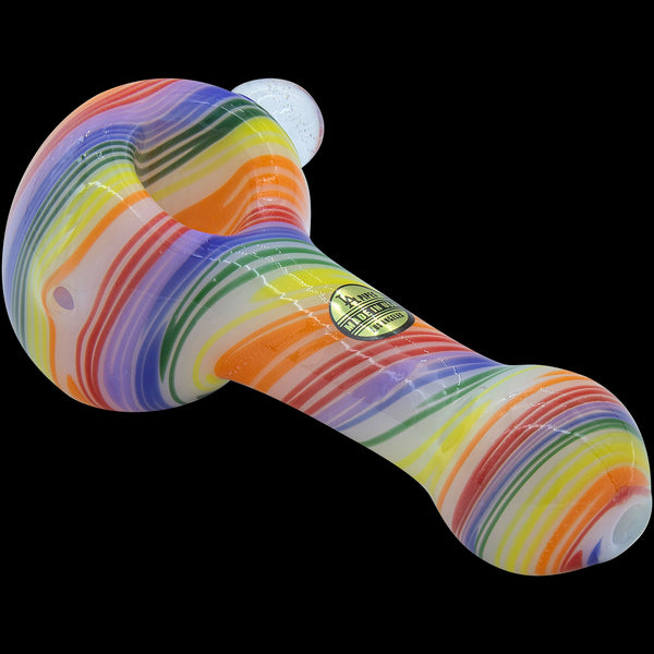 LA Pipes  Rainbow Spirals White Glass Pipe LA Pipes